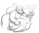  anthro belly big_belly boot_(artist) bulge canine clothing_entrapment english_text erection fox fox_mccloud greyscale male mammal monochrome nintendo overweight simple_background star_fox text video_games white_background wolf wolf_o&#039;donnell 