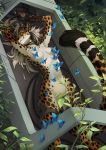  2018 5_fingers anthro arthropod butterfly cheetah convenient_censorship day detailed_background digital_media_(artwork) feline female fur group insect long_tail mammal navel nude orphen-sirius spots spotted_fur 
