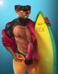  2018 anthro balls canine digital_media_(artwork) dog erection i.kain kain knot male mammal nipples painting penis rex rottweiler solo summer surfer vein 