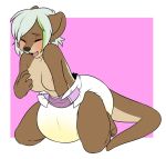  areola black_nose breasts clothed clothing diaper eyebrows eyes_closed female fingering hair hand_in_diaper hand_on_breast mammal masturbation mustelid naughty-nat netto_(uk-brony) otter short_hair simple_background sitting solo topless urine wet_diaper 