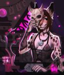  anthro benjiro451 clothing feline female goth hi_res lingerie lynx magic_user mammal nipples occult pagan pentagram ritual skull_mask translucent witch witchcraft zaire_(nightdancer) 