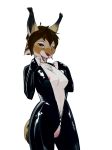  breasts catsuit_(disambiguation) clothing feline female kimart_i latex_cat_suit lingerie lynx mammal nipples partial_nudity presenting pussy rubber rubber_suit teasing tongue tongue_out zaire_(nightdancer) zipper 
