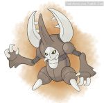  black_sclera bug claws commentary_request fangs full_body gen_2_pokemon highres horns insect looking_at_viewer mask no_humans pincers pinsir pokemon pokemon_(creature) pokemon_gsc_beta solo teenxenolove tumblr_username watermark yellow_eyes 
