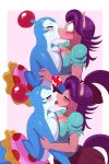  &lt;3 2018 anthro anthrofied big_breasts blue_eyes blush bomberman bomberman_jetters breast_squish breasts breasts_frottage cetacean cleavage clothed clothing crossover dolphin dolphin_bomber earth_pony equine eyes_closed female female/female french_kissing friendship_is_magic hair horse jewelry kissing mammal marine my_little_pony necklace pants pony purple_hair saliva saliva_string shirt simple_background spoiled_rich_(mlp) sssonic2 sweat sweatdrop tongue tongue_out white_background wide_eyed 