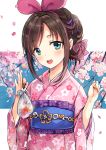  :d a.i._channel bag bagged_fish blue_eyes blush brown_hair cherry_blossoms clenched_hands commentary_request eyebrows_visible_through_hair fish floral_print goldfish hair_ribbon hair_up hairband hands_up highlights highres holding japanese_clothes kimono kizuna_ai looking_at_viewer multicolored_hair nail_polish obi open_mouth petals pink_hair pink_kimono pink_nails pink_ribbon purple_ribbon ribbon round_teeth sash saya_(mychristian2) sidelocks smile solo teeth upper_body upper_teeth virtual_youtuber wide_sleeves 
