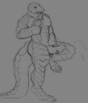  animal_genitalia erection hythrojin lizardman male masturbation open_mouth overlord_(series) penis reptile scalie solo thumbs_up zenberu_gugu 