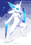  2018 3_toes ambiguous_gender anthro blue_eyes digital_media_(artwork) fur hair kyander no_sclera solo standing toes unknown_species white_fur white_hair 