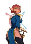  blush bottomless captain_amelia cat_ears_(disambiguation) clothed clothing disney female looking_back melee_weapon no_underwear solo sword treasure_planet weapon 