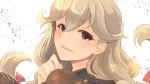  blonde_hair bow brown_eyes commentary effie_(fire_emblem) fire_emblem fire_emblem_echoes:_mou_hitori_no_eiyuuou hair_bow highres long_hair nakabayashi_zun parted_lips pink_bow simple_background solo white_background 