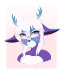  2018 anthro antlers cute digital_media_(artwork) eyewear fur girly glasses hair horn hybrid male mimiru(mantist) multicolored_fur rokumaki white_hair 
