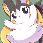  2018 3_fingers ambiguous_gender big_ears black_fur black_nose blush emolga fur mammal nintendo pok&eacute;mon pok&eacute;mon_(species) rodent simple_background solo video_games yellow_cheeks ぶろ 