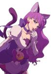  :p animal_ears cat_ears cat_tail choker collarbone cure_macaron earrings elbow_gloves extra_ears food_themed_hair_ornament gloves hair_ornament jewelry kirakira_precure_a_la_mode kotozume_yukari long_hair looking_at_viewer macaron_hair_ornament magical_girl precure purple_choker purple_hair simple_background solo tail tongue tongue_out uyoshi white_background white_gloves 