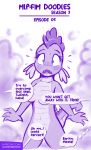  2018 anthro blush breasts cleavage clothed clothing convenient_censorship crossgender dialogue dragon enf english_text female friendship_is_magic jcosneverexisted monochrome my_little_pony spike_(mlp) text 