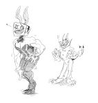  bunny_costume bunny_ears_(disambiguation) clothed clothing costume crossdressing cuphead_(game) demon facial_hair fake_ears fake_rabbit_ears footwear high_heels king_dice male mustache not_furry one_eye_closed shoes slimiesteel the_devil_(cuphead) video_games wink 