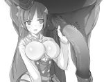  1girl animal_penis artist_request bestiality blush breasts character_request erection granblue_fantasy greyscale hair_ornament hat horse horse_penis large_breasts long_hair monochrome penis ponytail smile tekoki testicles tied_hair uncensored veins veiny_penis 