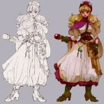  blonde_hair boots breasts commentary_request curly_hair dragon_quest dragon_quest_ii dress gloves goggles goggles_on_headwear high_heel_boots high_heels hood long_hair niwato_(muma-ni) pouch princess princess_of_moonbrook solo staff weapon white_dress white_robe 