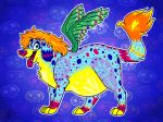  2018 alebrije alternate_species blonde_hair blue_ears blue_eyes blue_fur blue_nose canine dog feathers female fur green_feathers hair heterochromia jess_(jess_golden) jess_golden mammal multicolored_ears multicolored_feathers multicolored_fur multicolored_hair multicolored_tail orange_hair orange_tail pink_fur pink_nose pink_spots pink_tail red_eyes skull_symbol spots spots_(marking) two_tone_hair two_tone_nose wings yellow_fur yellow_paws yellow_tail 