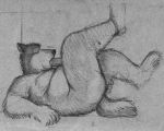  anthro autofellatio bd belly black_and_white canine clothing dog legwear lying male mammal masturbation monochrome mostly_nude on_back oral oral_masturbation pencil_(artwork) penile_masturbation penis slightly_chubby socks solo traditional_media_(artwork) 