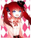  demon_girl elsword eyebrows_visible_through_hair fang hat highres karis_(elsword) luciela_r._sourcream luruko61 open_mouth pointy_ears red_hair ribbon smile star star-shaped_pupils succubus symbol-shaped_pupils 