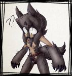 anthro breasts canine chastity_belt claws confusion female fur hair hi_res itchi lupa_(itchi) mammal monster_girl_(genre) nude simple_background solo were werewolf young 
