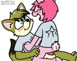  2018 anthro balls blush canine clothed clothing cuntboy cuntboy/male digital_media_(artwork) duo erection fennec fox fur hair intersex intersex/male male mammal open_mouth penetration penis pokefound sex simple_background smile vaginal vaginal_penetration 
