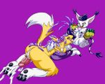  ahegao brains breasts cum dickgirl digimon fucked_silly gatomon glacierk herm intersex looking_pleasured multi_breast oral penis renamon simple_background vaginal zhiral 