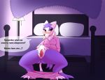  2018 anglo bed bed_sheet bedding clothed clothing detailed_background digital_media_(artwork) dresser female lamp lighting mienshao nintendo pajamas pillow pok&eacute;mon pok&eacute;mon_(species) presenting presenting_pussy pussy pussy_juice red_eyes sapphire_(anglo) solo spread_pussy spreading vaginal video_games 