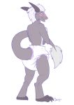  anthro blush claws diaper digitigrade dracky looking_at_viewer sergal smile solo 