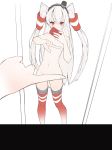  absurdres amatsukaze_(kantai_collection) ass_visible_through_thighs cellphone eyebrows_visible_through_hair female_pov hair_tubes hairband hat highres kantai_collection long_hair mini_hat mirror navel nude one_finger_selfie_challenge phone pov red_eyes red_legwear reflection self_shot smartphone smokestack_hair_ornament solo thighhighs tilted_headwear two_side_up very_long_hair xyz_(xiaoyezi) 