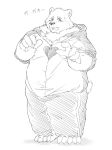  2018 anthro bear belly blush clothed clothing hoodie humanoid_hands jambavan japanese_text male mammal okoge_16 overweight overweight_male solo text tokyo_afterschool_summoners 