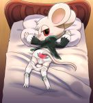  anthro blush bulge child clothing cub fur looking_back lying male mammal mouse ofuro panties pillow red_eyes rodent solo underwear white_fur young 