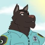  canine clothed clothing eye_patch eyewear jadehusk male mammal orion piercing police uniform wolf 
