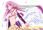  angel_wings breasts bridal_gauntlets closed_mouth commentary_request crop_top feathered_wings feathers gradient_hair jibril_(no_game_no_life) large_breasts long_hair looking_at_viewer low_wings midriff multicolored multicolored_eyes multicolored_hair navel no_game_no_life ooya_kouji pink_hair purple_eyes sideboob smile solo tattoo v very_long_hair white_wings wing_ears wings yellow_eyes 
