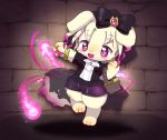  1girl blonde_hair dog furry hair_ribbon magic open_mouth purple_eyes ribbon smile solo syationthecop 