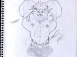  anthro digimon feline kosmonius leomon lion male mammal muscular solo 