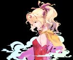  bare_shoulders blonde_hair blue_eyes bow detached_sleeves dress earrings final_fantasy final_fantasy_vi hair_ribbon highres jewelry lilith-lily ponytail ribbon solo tina_branford 