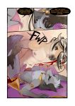  2018 anthro anthro_on_anthro butt canine comic cup demicoeur dialogue duo english_text equine erection eye_contact fox hand_on_butt harem_outfit horse licking lying male male/male mammal mostly_nude nipples nude on_back penis text tongue tongue_out 