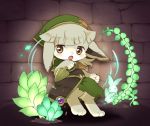  1girl brown_eyes feet furry grass grey_hair rabbit short_hair solo syationthecop 