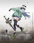  assault_rifle facing_away full_body german_flag girls_frontline gloves gun headset heckler_&amp;_koch highres hk416 hk416_(girls_frontline) jacket lavender_panties long_hair original panties rainbow_six_siege rifle silver_hair skirt sola7764 solo suppressor thighhighs torn_clothes torn_legwear torn_skirt underwear weapon 