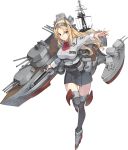  blonde_hair blue_eyes breasts full_body headgear kantai_collection konishi_(koconatu) large_breasts long_hair machinery military military_uniform nelson_(kantai_collection) official_art outstretched_arm thighhighs transparent_background turret uniform weapon zettai_ryouiki 
