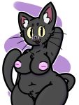  2018 anthro areola blush breasts cat digital_media_(artwork) feline female front_view fur mammal nipples nude open_mouth pussy simple_background solo sushirolldragon thick_thighs voluptuous whiskers wide_hips 
