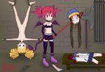  3girls archer_(disgaea) blood decapitation disgaea etna fertilepriest gore guro kazamatsuri_fuuka multiple_girls prinnygirl ryona weapons 