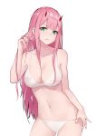 absurdres bangs bra breasts collarbone contrapposto cowboy_shot darling_in_the_franxx eyebrows_visible_through_hair fang fang_out frown green_eyes hair_between_breasts hair_twirling highres long_hair looking_at_viewer medium_breasts navel oni_horns panties pink_hair red_horns solo straight_hair transparent_background underwear underwear_only very_long_hair white_bra white_panties yoruciel zero_two_(darling_in_the_franxx) 
