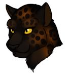  2013 amocin black_jaguar digital_media_(artwork) feline female feral fur icon jaguar mammal simple_background smile solo spots spotted_fur 