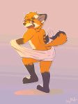  2018 animated anthro butt canine dancing digital_media_(artwork) fox male mammal nude simple_background skymafia smile solo theraze towel 