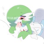  1boy 1girl :3 blush breasts collarbone creatures_(company) erection eyebrows_visible_through_hair fellatio game_freak gardevoir gen_3_pokemon green_hair green_skin hair_over_one_eye half-closed_eyes heart hetero highres kneeling licking looking_down love-box-f male_pubic_hair motion_lines nintendo nipples open_mouth oral penis pokemon pokemon_(creature) pubic_hair red_eyes shiny shiny_hair short_hair simple_background small_breasts smile solo_focus spread_legs tongue tongue_out two-tone_skin veins veiny_penis white_background white_skin 