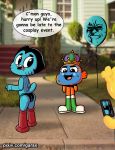  2018 alan_keane animate_inanimate anthro astro_boy balloon bulge butt cartoon_network cat clothed clothing darwin_watterson feline fish garabatoz gumball_watterson male mammal marine penny_fitzgerald phone the_amazing_world_of_gumball young 