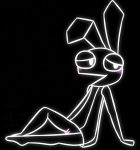  &lt;3 2018 anthro bedroom_eyes biped black_background blush bottomless butt clothed clothing digital_drawing_(artwork) digital_media_(artwork) dress feet female half-closed_eyes lagomorph mammal open_mouth pussy rabbit seductive simple_background smile solo text vib-ribbon vibri video_games what young zunknown 