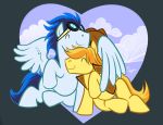  &lt;3 bgn braeburn_(mlp) clothed clothed_feral clothing cloud cowboy_hat cuddling equine eyewear feral friendship_is_magic goggles hat horse male male/male mammal my_little_pony pegasus pony soarin_(mlp) wings wonderbolts_(mlp) 