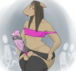  animal_genitalia animal_penis anthro balls big_penis blush clothed clothing crossdressing embarrassed equine equine_penis erection g-string girly hammy horse legwear makeup male mammal penis public solo thick_thighs thigh_highs underwear vein veiny_penis wide_hips 